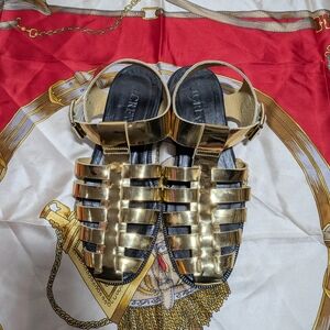 Crew Winona fisherman sandals in metallic Gold Size 7